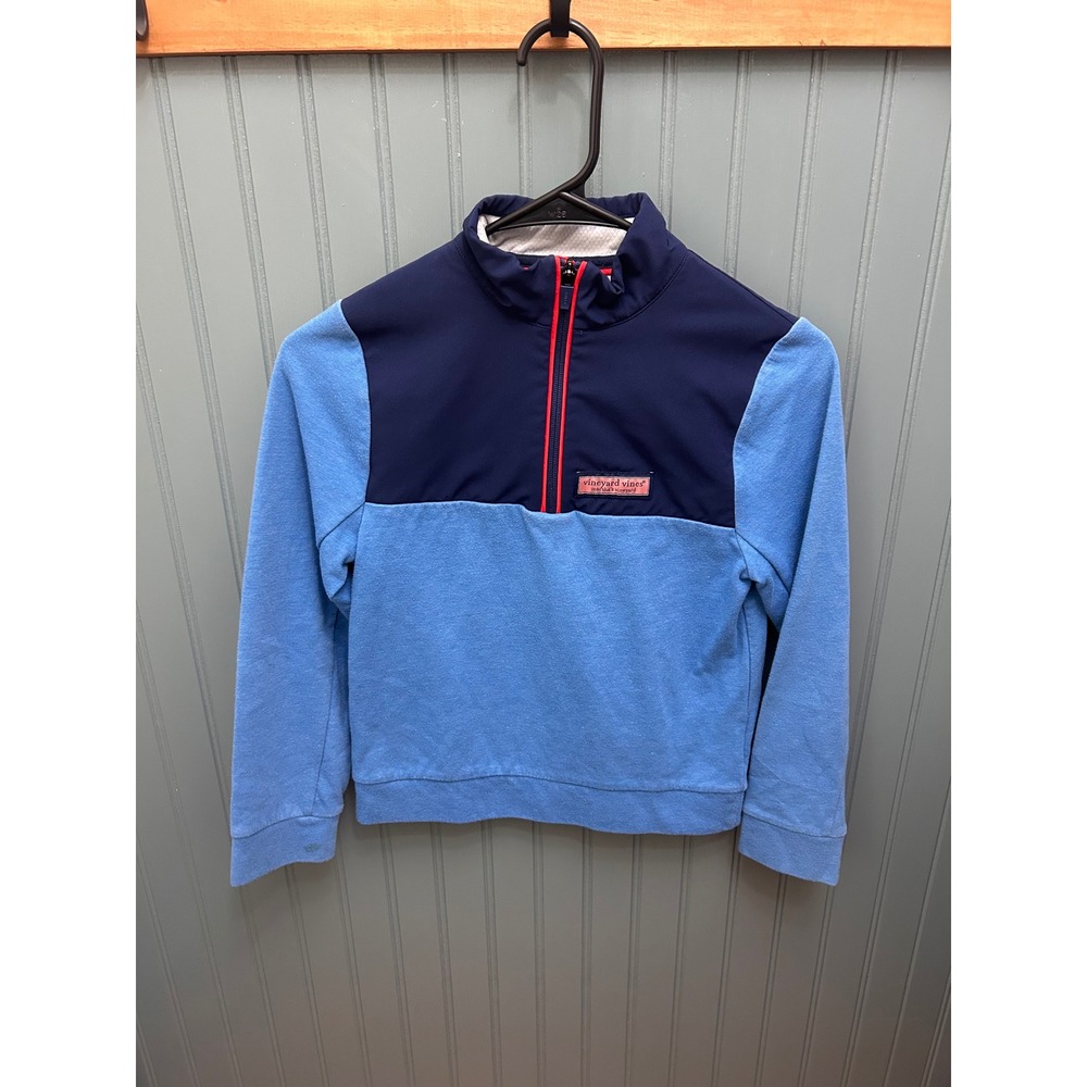 Vineyard Vines Kids Performance Quarter Zip Pullover Blue Colorblock Size S 8-10